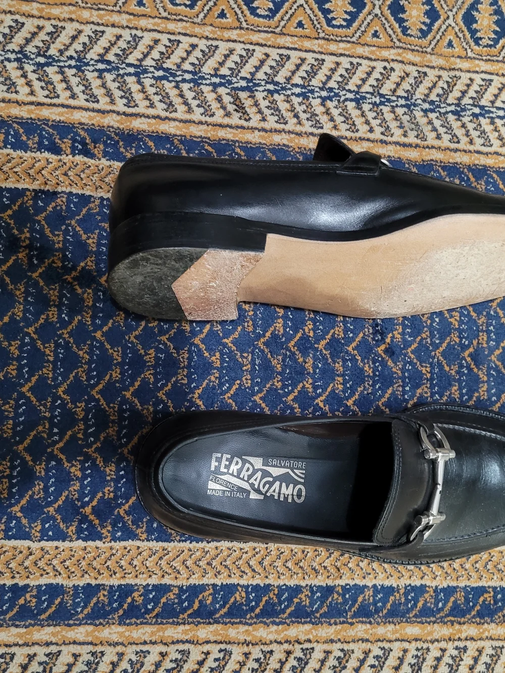 Classic Black Leather Bit Slip-On Loafers